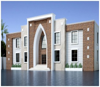 Architectural rendering of a college building